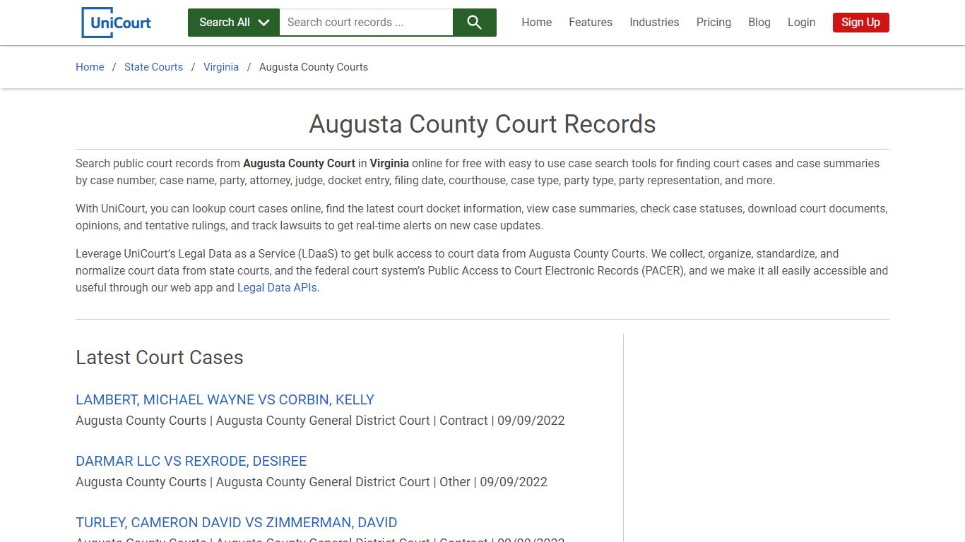 Augusta County Court Records | Virginia | UniCourt